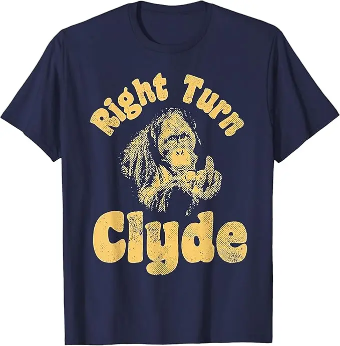 Right Turn Clyde T-Shirt Y2k Gorilla Flipping The Bird Graphic Damen Herren Kleidung Filmreferenz Ästhetisches Spruch-T-Shirt Neuheit – Detail 5