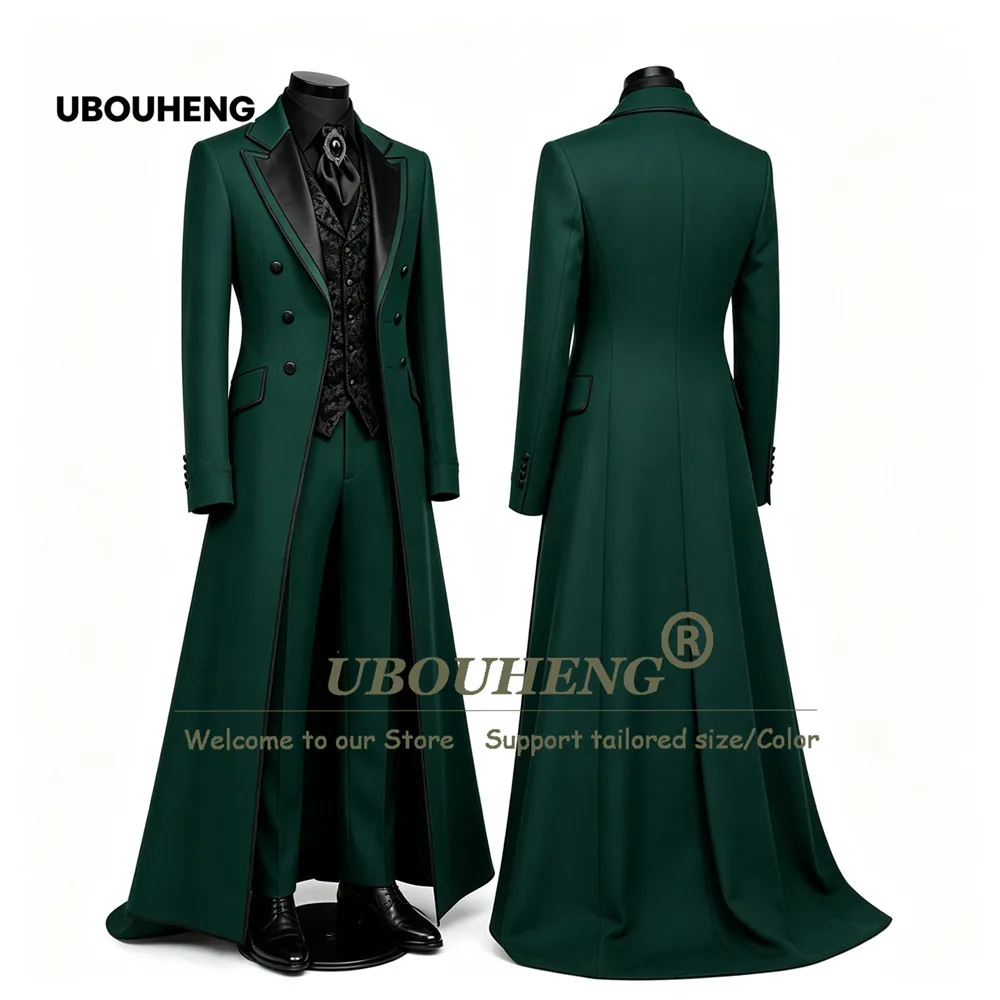 Unique Design Wedding Suits Formal Wear Long Jacket Jacquard Vest Pants 3 Piece Sets Groom Dinner Party Tuxedo Terno Masculinos