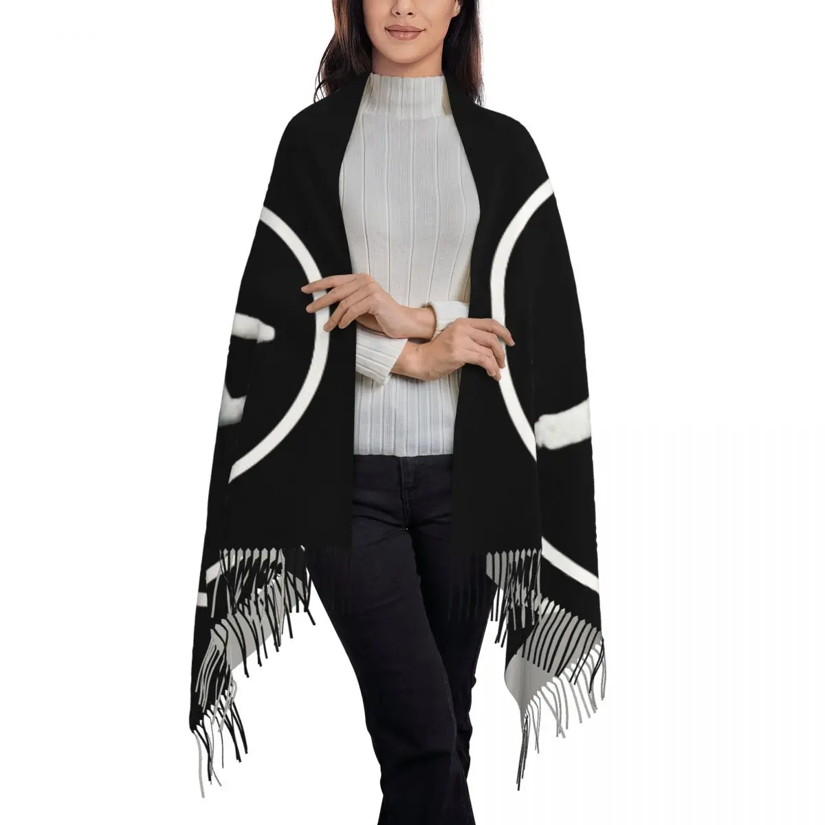 Custom Aphex Twin Tassel Scarf Women Soft Shawls Wraps Female Winter Fall Scarves