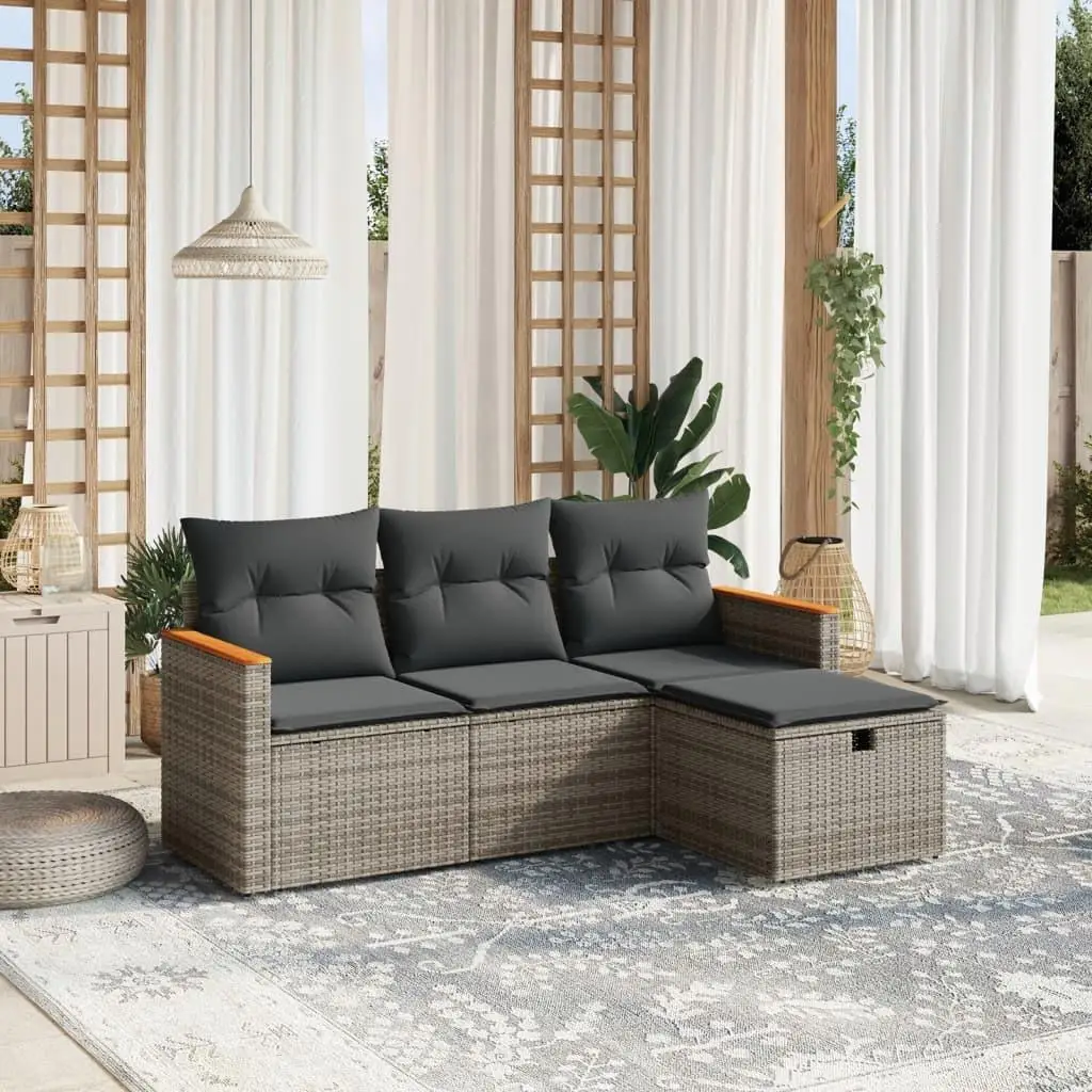 

Compact Modular Grey PE Rattan Garden Sofa Set Outdoor Furniture Stylish Seating Solution for Patio Balcony and Backyard