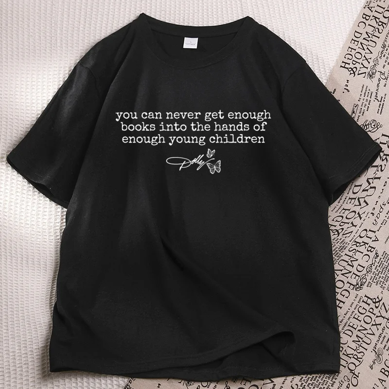 Book Dolly Parton T Shirt Women Teacher Literary T-shirts Reading Cotton Short Sleeve Round Neck Printed Tshirts Comfortabletees