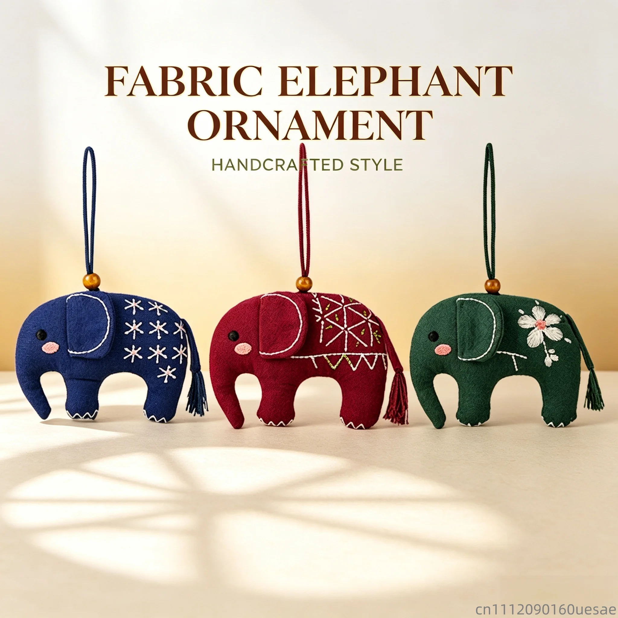 National Style Fabric Elephant Plush Doll 11cm Three Color Fabric Elephant Plush Pendant Soft Stuffed Animal Bag Decor