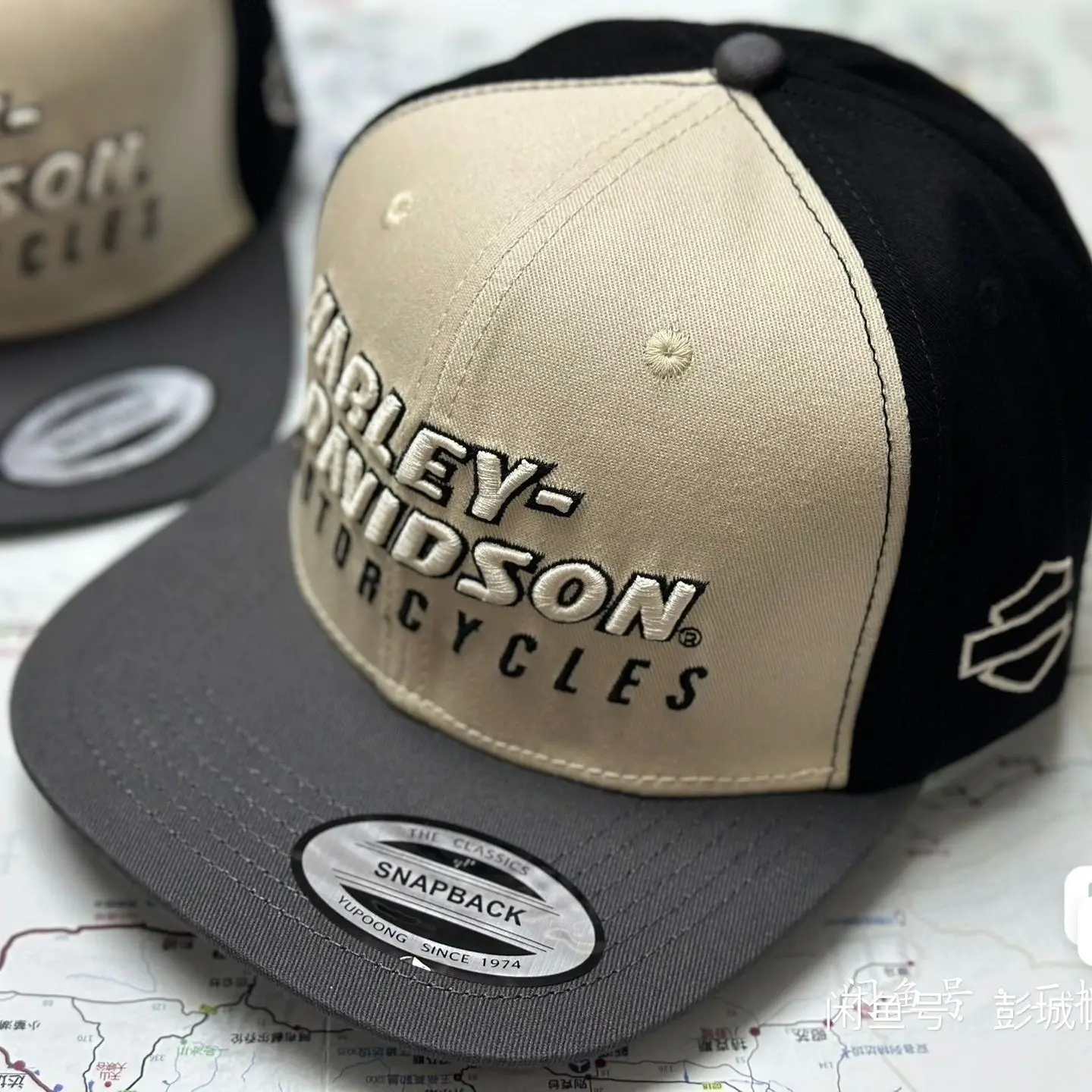 Hip-hop broderie décontracté moto Style de rue chapeaux à bord européen pour Harley Davidson accessoire danse de rue chapeau à bord plat