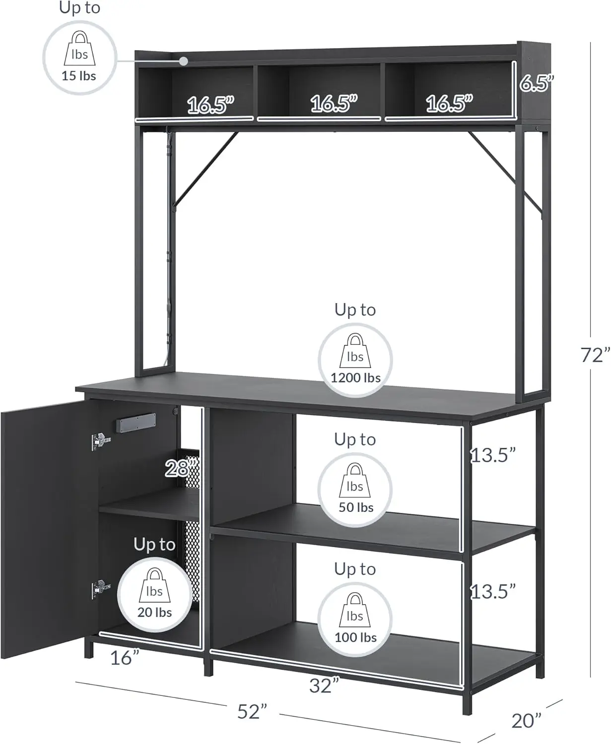 55-75 Gallon Fish Tank Stand with LED Lights, Aquarium Stand with Heavy Duty Metal Fluted Storage Cabinet and Power Outlets