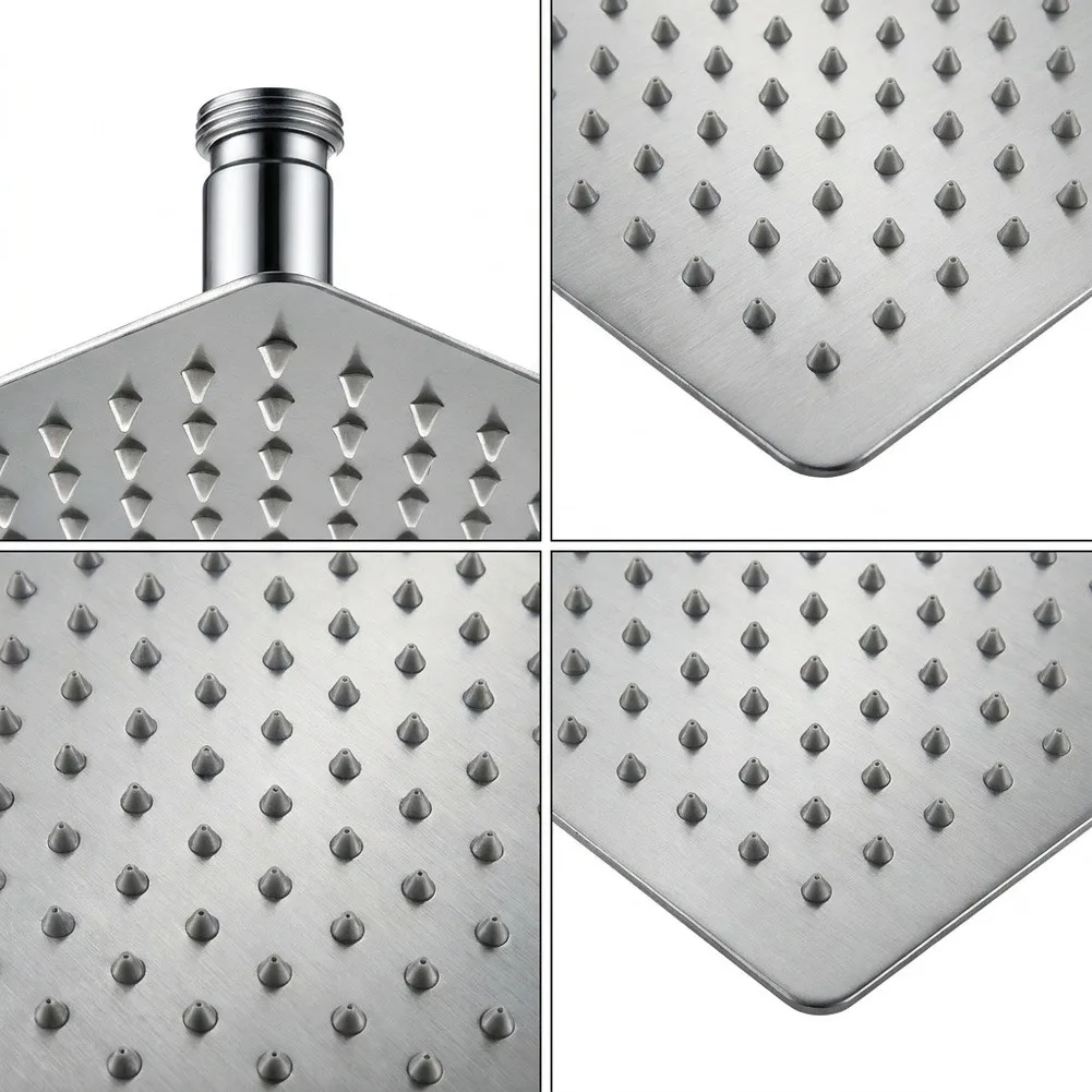 35x35x8cm Square Rain Shower Head 304 Stainless Steel Rainfall Shower with Flexible Silicone Nozzles and Easy Setup