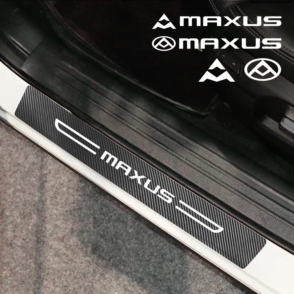 4PCS Carbon Fiber Door Sill Stickers Accessories For Maxus T60 D60 D90 2022 D20 T70 T90 ET90 G10 G20 G50 G90 V80 V90 Euniq 5 6