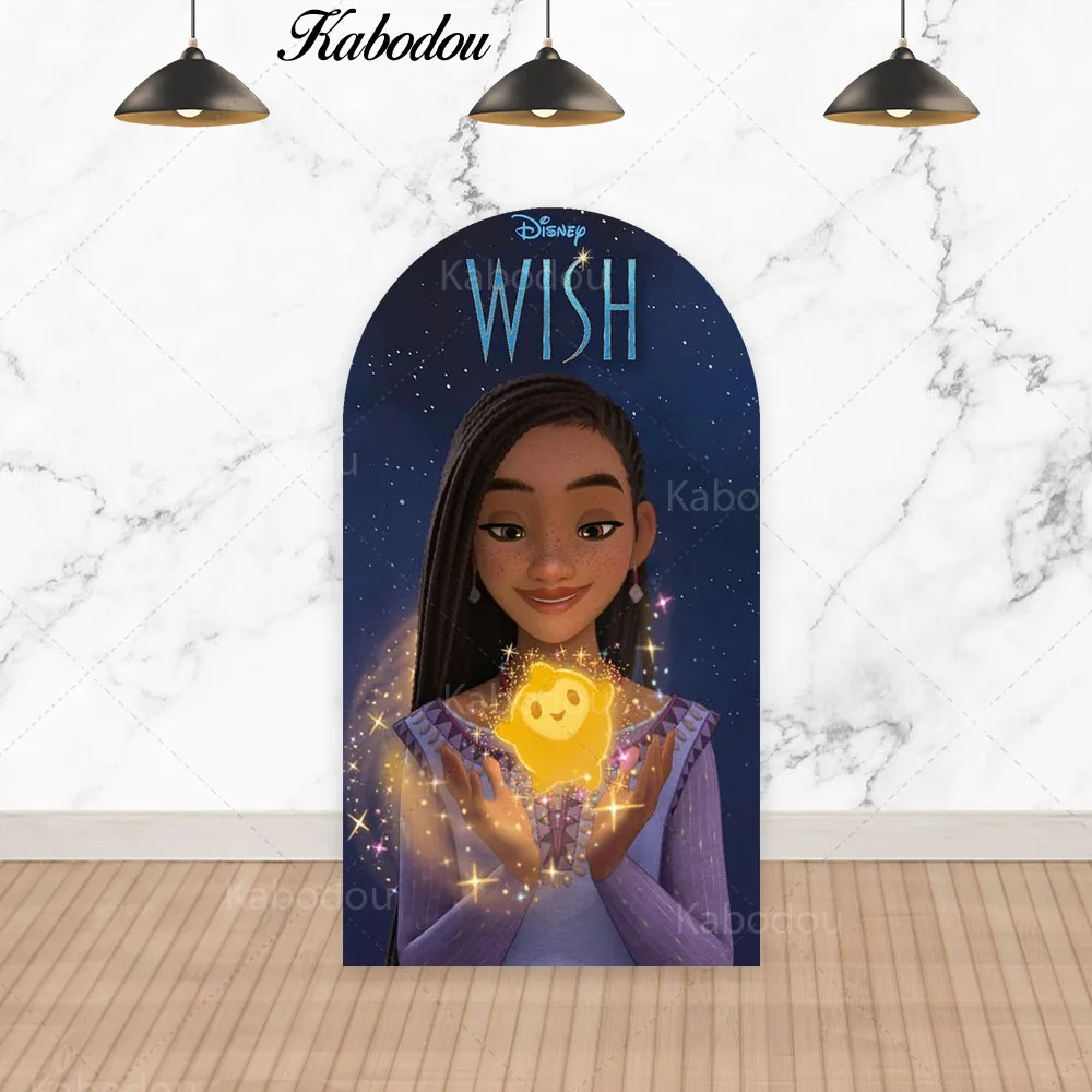 Imagem -02 - Disney Wish Arch Photo Backdrop Chiara Fotografia Fundo Jovem Asha Under The Starry Sky Parede Girls Birthday