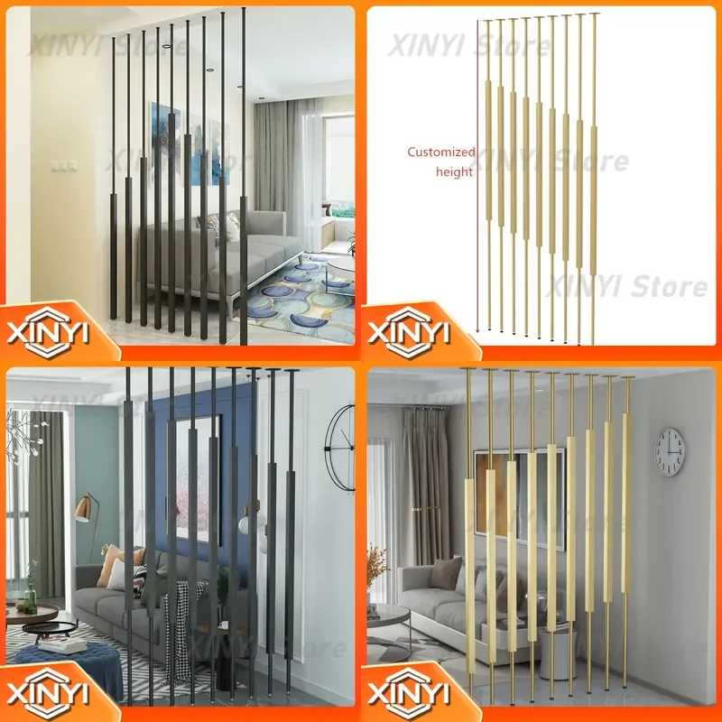 Metal Screen Partition for Modern Iron Pillar Room Divider for Living Room Decorative Interior Screen Home Office Space