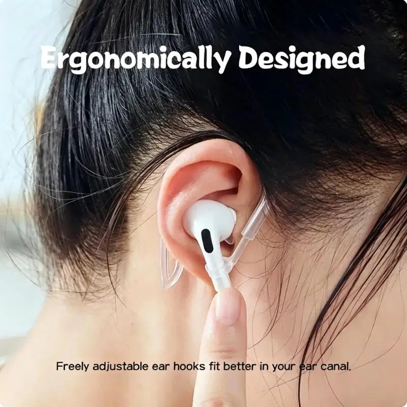 【C】2 Pcs Adjustable Ear Hooks 360 Degree Rotation Anti Slip Fit For Running Hiking Workout Sports Daily Use