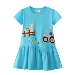 Jumping Meters 2-7T Animals Summer Party Girls Dresses Princess Short Sleeve Birthday Wedding Baby Frocks Costume