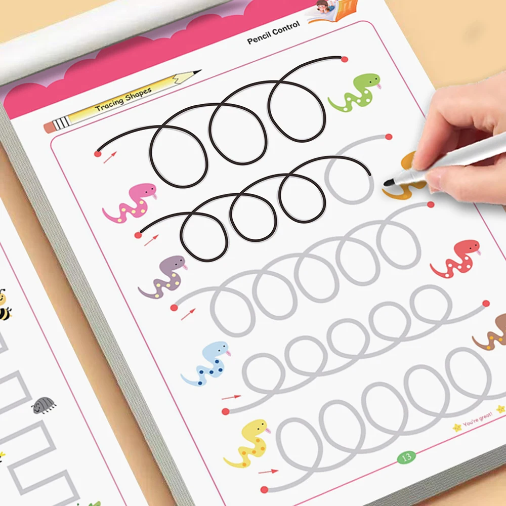 Kids Pre-Writing Pencil Control Tracing Workbook,Beginner Hand Training Activity Book for Toddlers to Master Basic Pencil Skills