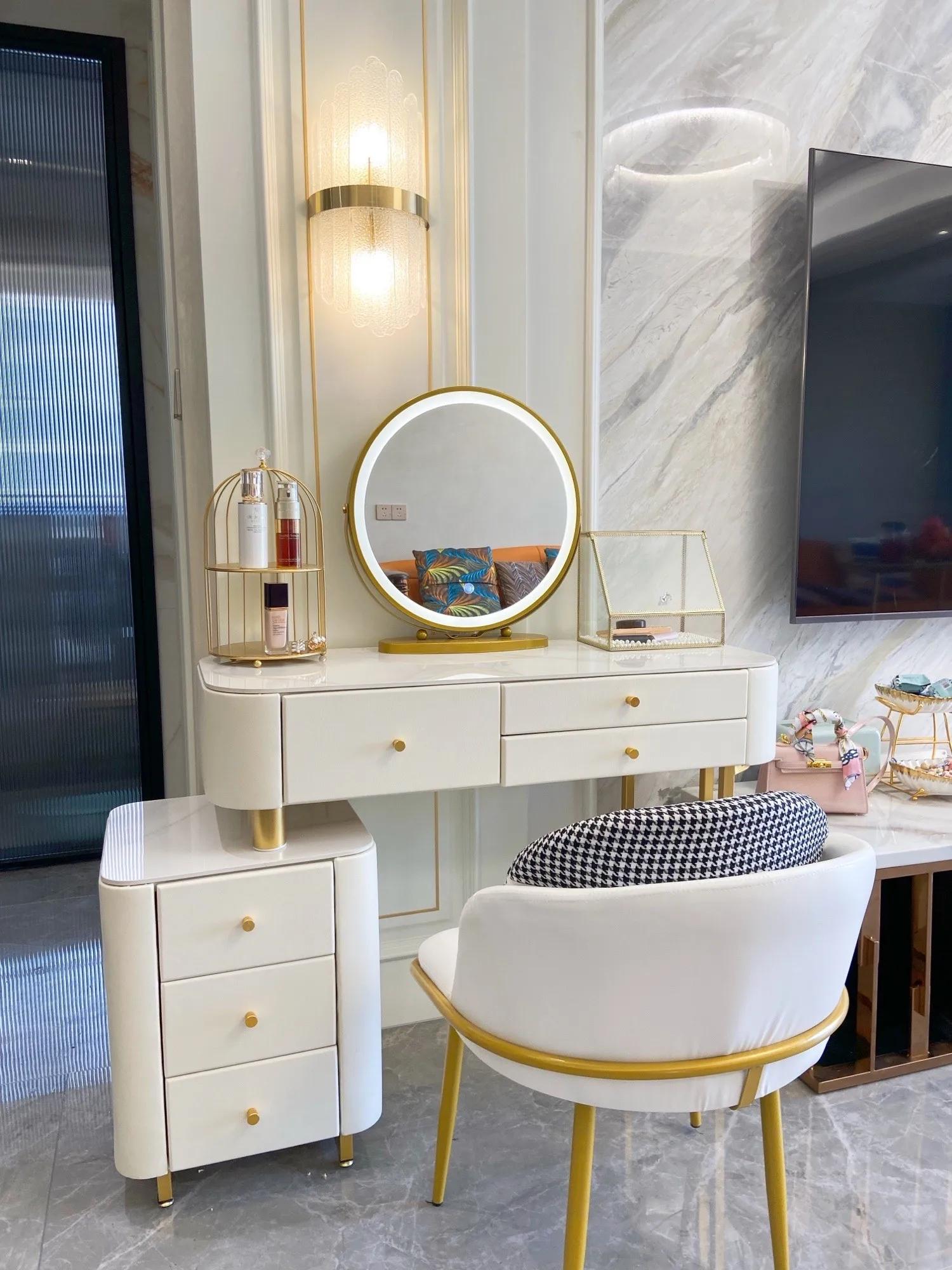 table dressing mirror JASIWAY Wooden with LED Assembled Dimensions 36.2~48.4 W X 15.7 D X 35.8 H Product Features Drawers Buy Home Mirrors Dressing Table