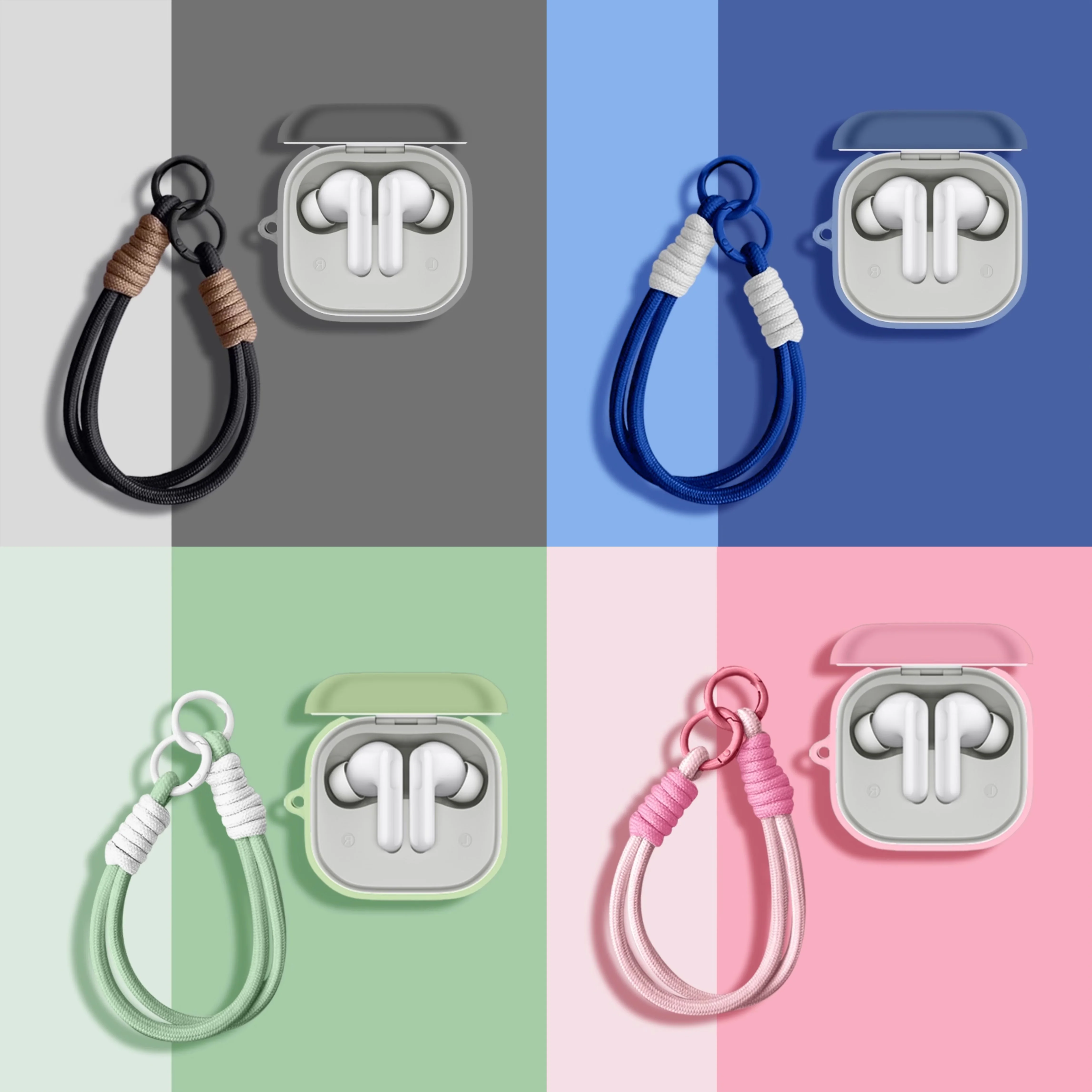 

Fashion Rope Wireless Earphone Case For Honor Earbuds X9 Cases Cute Solid Color Shell Protective Cover With Keychain