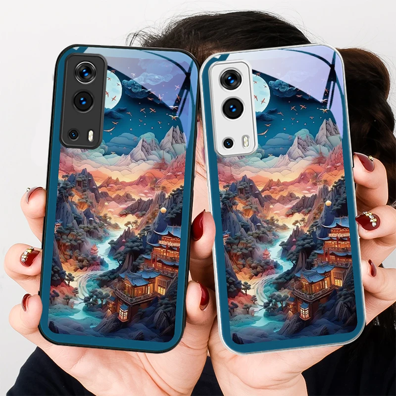 

Oil Painting Wonderlan For VIVO Y72 X100 Pro Y55 16 V20 29 V30 X60 Pro Y11s Y20 X80 Pro 5G Y36 4G V23e Tempered Glass Phone Case