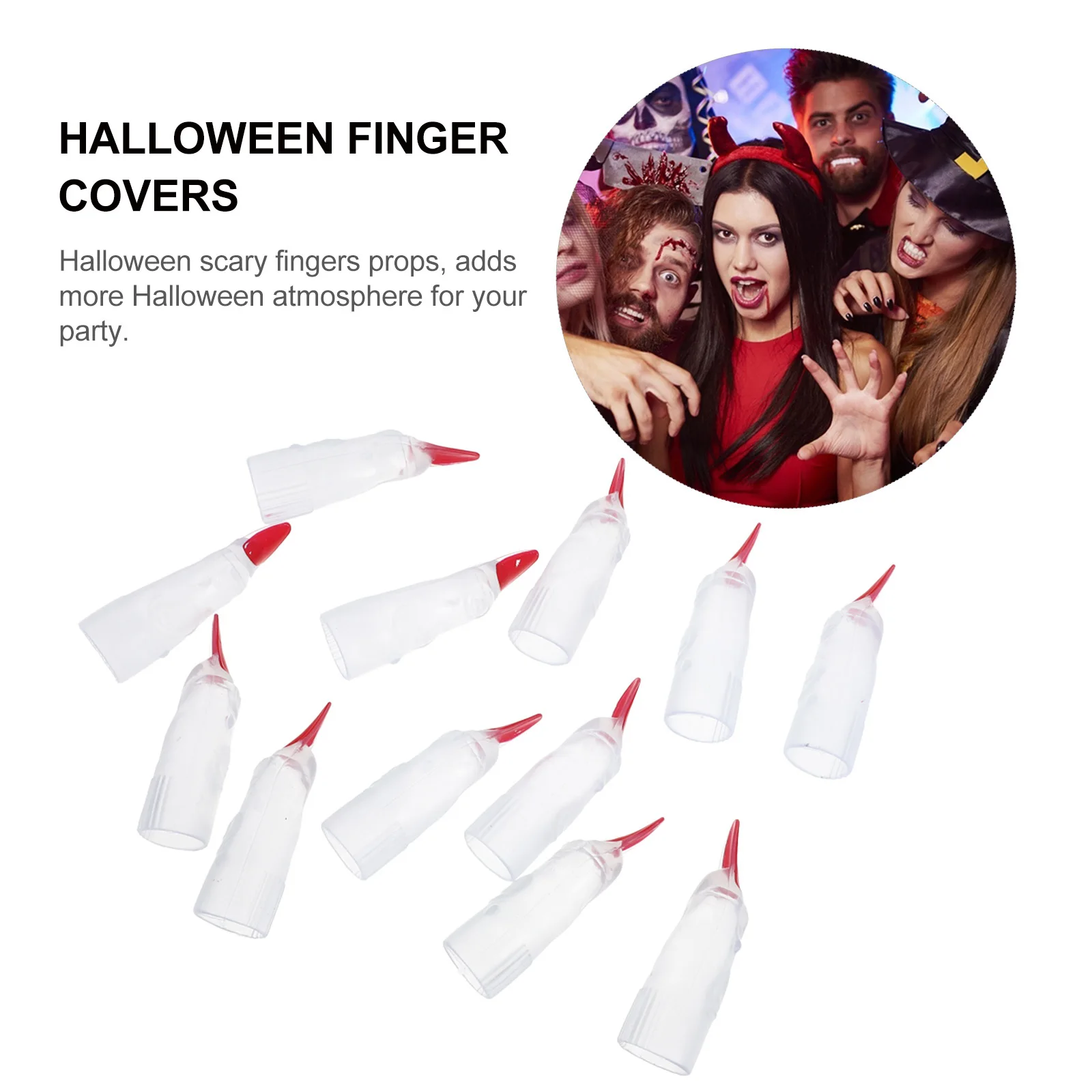 

24Pcs Halloween Witch Fingers Cover Soft Comfortable Durable Props Halloween Finger Covers Long Nail Fingers Covers