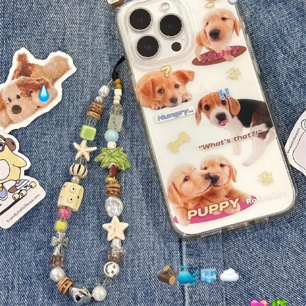 

Beach Starfish Coconut Phone Chain Coconut Tree Acrylic Beaded Beaded Phone Strap Handmade Anti-Lost Smartphone Lanyard Camera