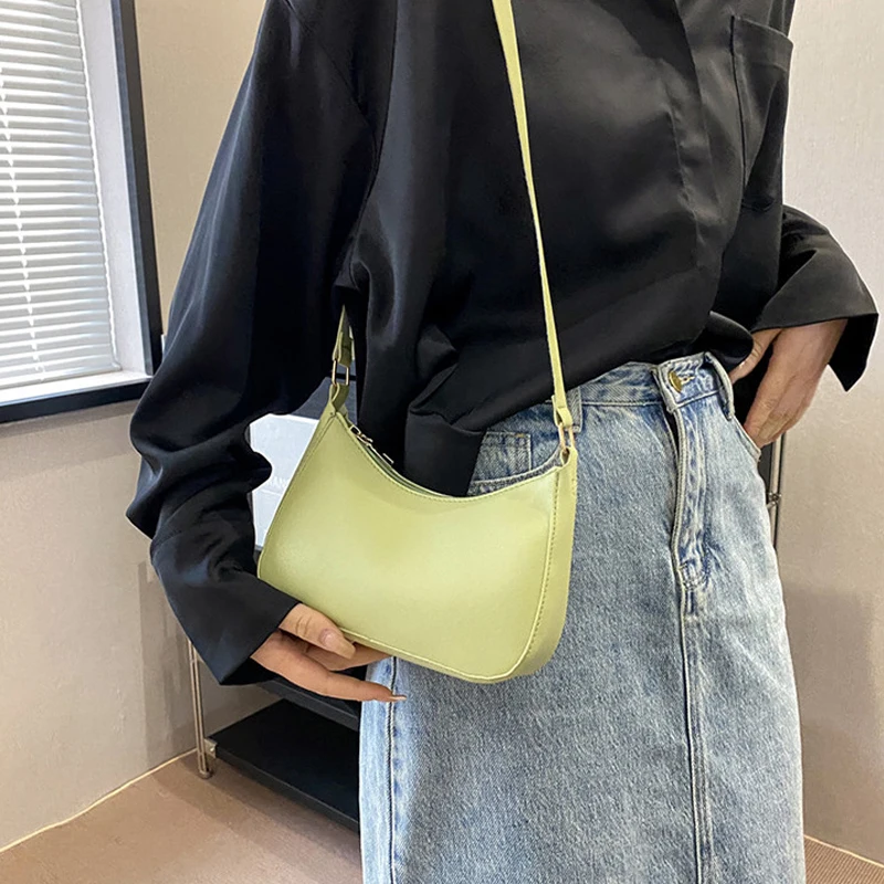 Retro einfarbig pu Leder Schulter Achsel Tasche Damenmode Handtaschen Hobos Geldbörsen und Handtasche Damen Umhängetaschen – Detail 19