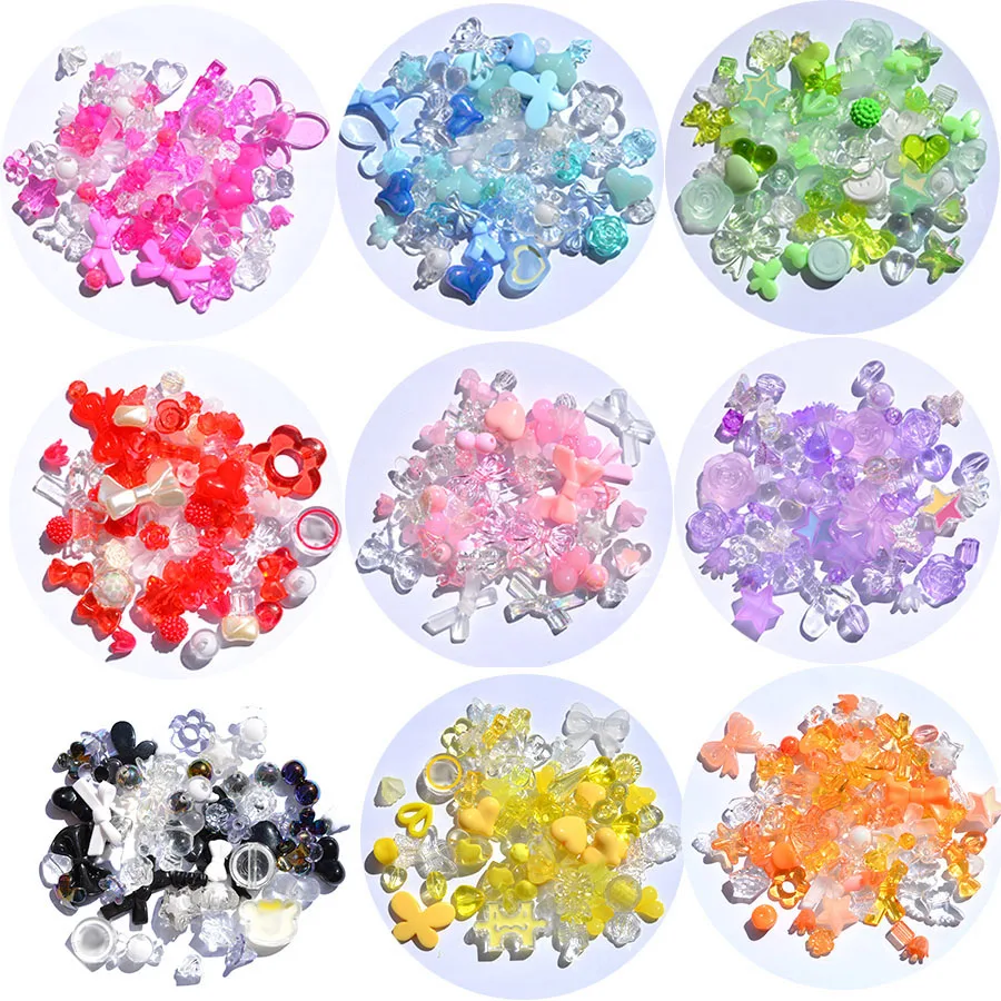 Transparent Multi Color Acrylic Flower Beads 20MM Bracelet Multi Style Heart Spacer Necklace Accssories DIY Jewelry Departments