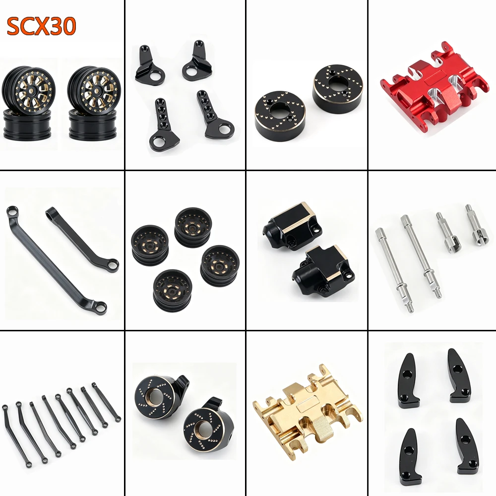 Für Axial SCX30 1/30 Messing-Upgrade-Set - Lenkachsenknoten, Diff-Abdeckungen & Hinterradnaben-Gewichte - für AXIAL SCX30 RC Auto Upgrade-Teile