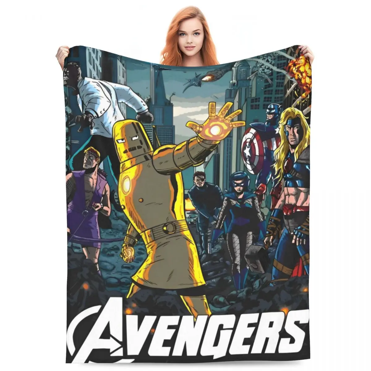 Warm Blanket Decorative Avengers Marvel Assemble Bedding Throws Flannel Bedspread For Couch ChairNovelty Sofa Bed Cover