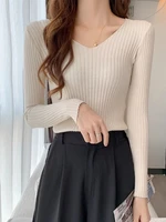 2026 Korean Autumn Winter V Neck Sweater Fashion Casual Long Sleeve Knitted Sweaters Solid Color Slim Pullovers Women Clothes - Image 5