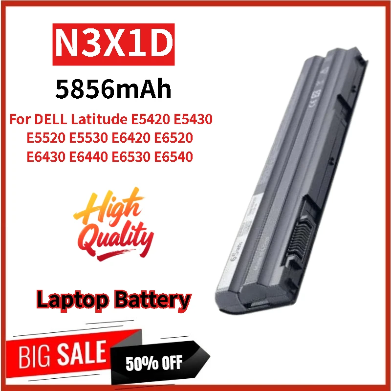 

Новый сменный аккумулятор для ноутбука N3X1D 11,1 В 5856 мАч для DELL Latitude E5420 E5430 E5520 E6420 E6520 E6430 E5530 E6440 E6530