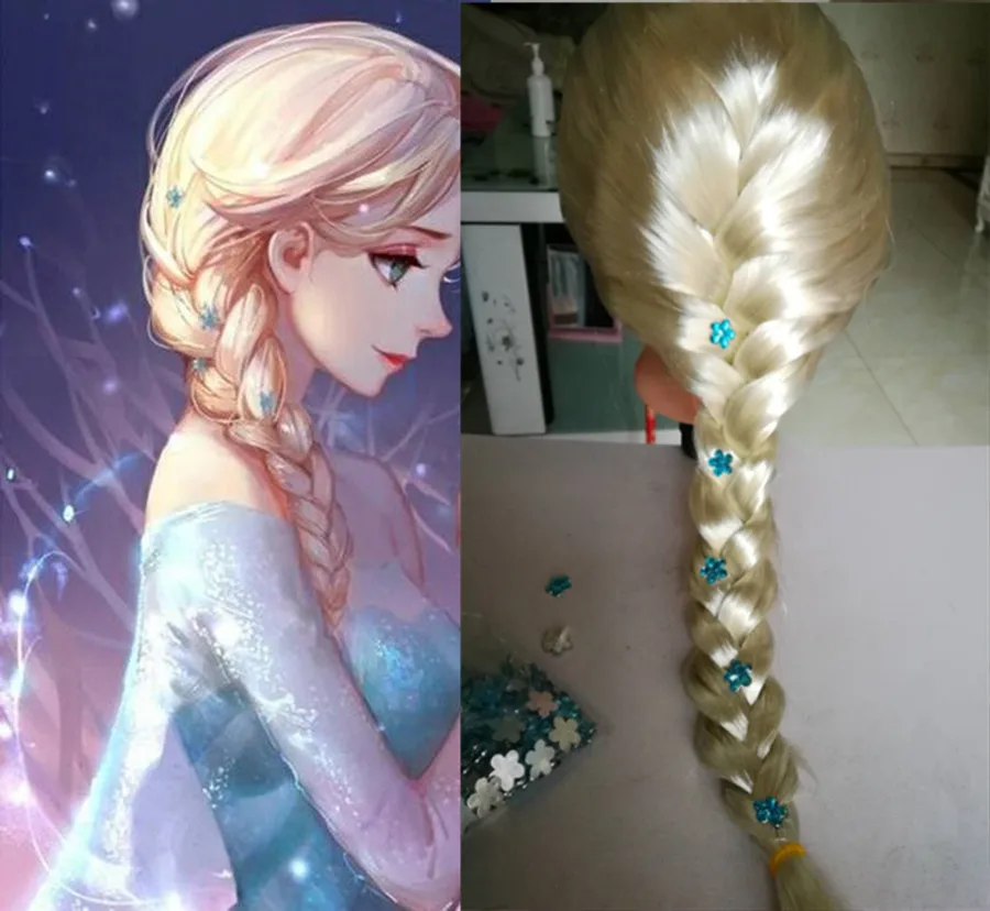 Anime Characters Anna Princess Cosplay Costume Headwear Prop Wig Adult Braided Hair