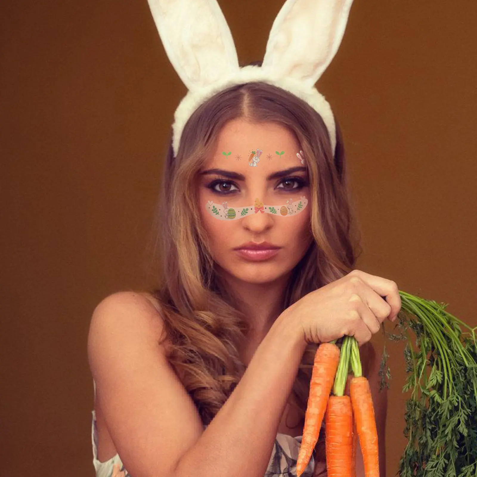 

8 шт. Наклейки-тату с изображением пасхального кролика, блестящие, из ПВХ, временные, для детей, для пасхальных вечеринок, сценического макияжа, костюмированных балов, весеннего карнавала