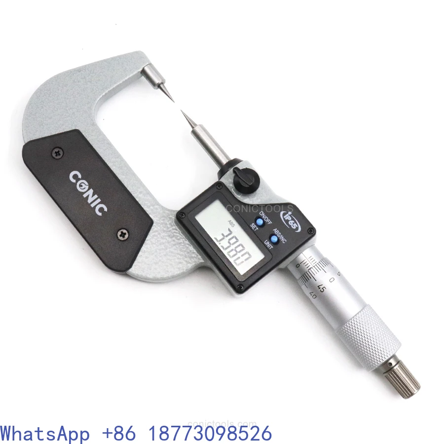 Double Tip 0-25mm/0-1 Inch 2-way Digital Double Dot Micrometer for Measuring Drill Bits, Grooves, and Hard-to-reach Dimensions