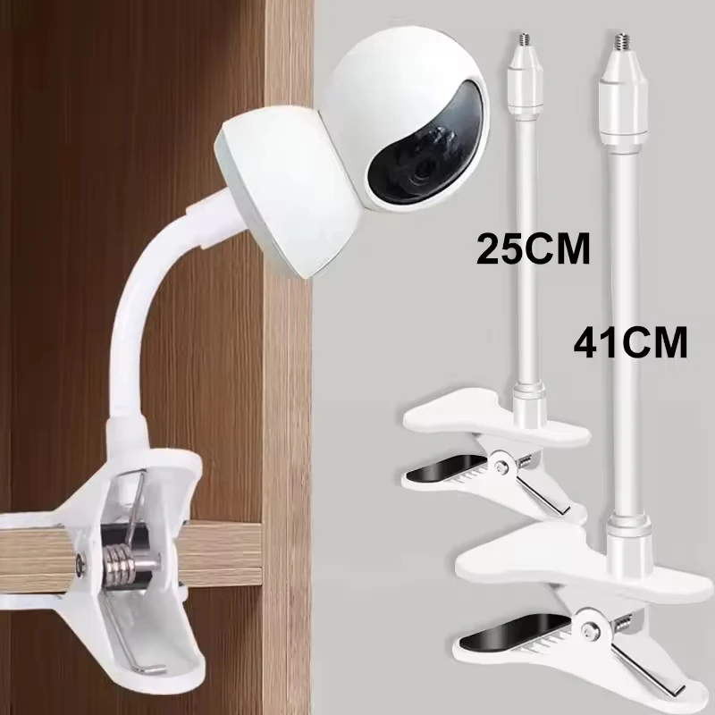 Flexible Baby Monitor Camera Bracket Suitable for Crib Outdoor Indoor Desktop Clip Universal 1/4'' Screw Cameras Mount Clamp
