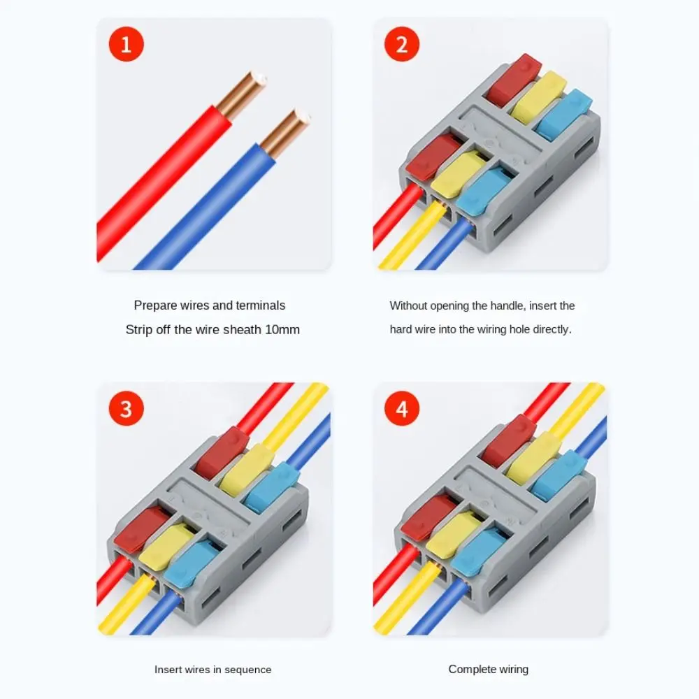 10pcs Not prone to aging Mini Quick Wire Connector Copper conductor Corrosion resistance Quick cable connector Easy installation