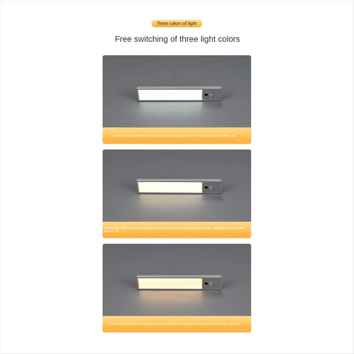 A36R 56 LED Motion Sensor Lights Indoor Temps Dimmable Under Cabinet Lighting Rechargeable Wireless Closet Lights Night Light