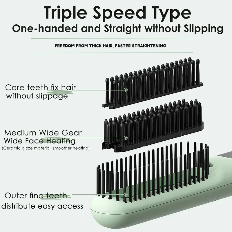 NOVUS 2 in 1 Electric Hot Heating Comb Hair Straightener Curler Wet Dry Hair Iron Straightening Brush Hair Styling Tool