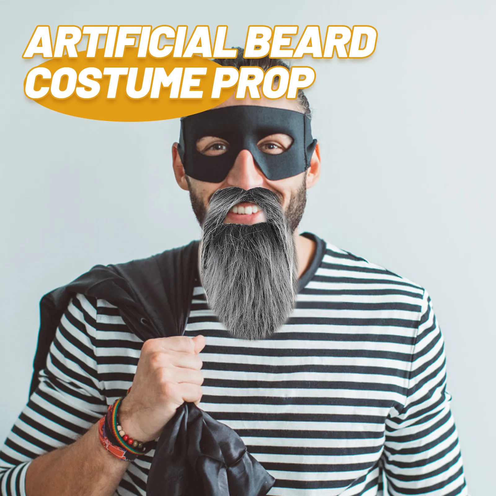1Set Realistic Cloth Fake Beard Costume for Men Comfortable Skin-Friendly Halloween Party Cosplay Mustache Ornament Decorative