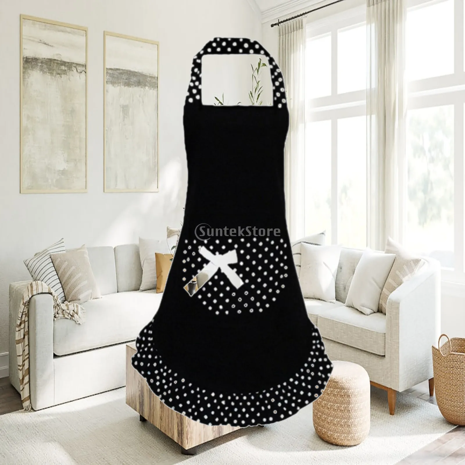 Bowknot Funny Apron Ladies Baking Accessories for Women Girls Mother Gift Flirty Ruffle Frilly Cooking Supplies Cute with Pocket
