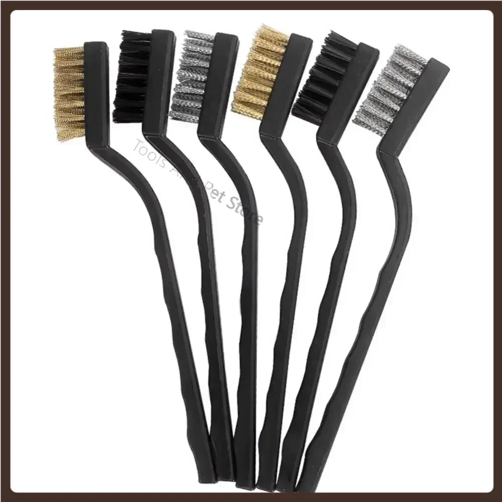 

3/6Pcs Mini Remove Rust Brush Brass Cleaning Polishing Metal Brushes Brass Wire Steel Wire Nylon Brush Clean Tools Home Kits
