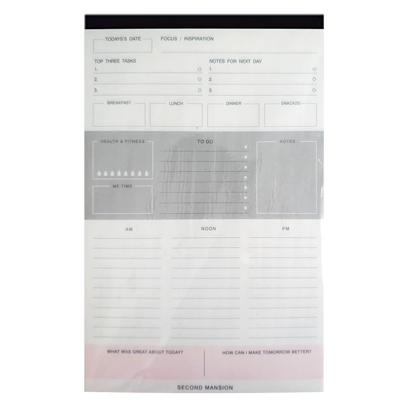 60 Sheets Simple Daily Weekly Monthly Planner Notebook Tear-off Note Book Journal Dairy Notepad Schedule Book Office Stationery
