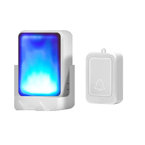 Imagen 2 del producto A0101 Timbre con luz y sonido con control remoto inalámbrico sin enchufe, intermitente colorido de larga distancia, buscapersonas de servicio para personas mayores sordas