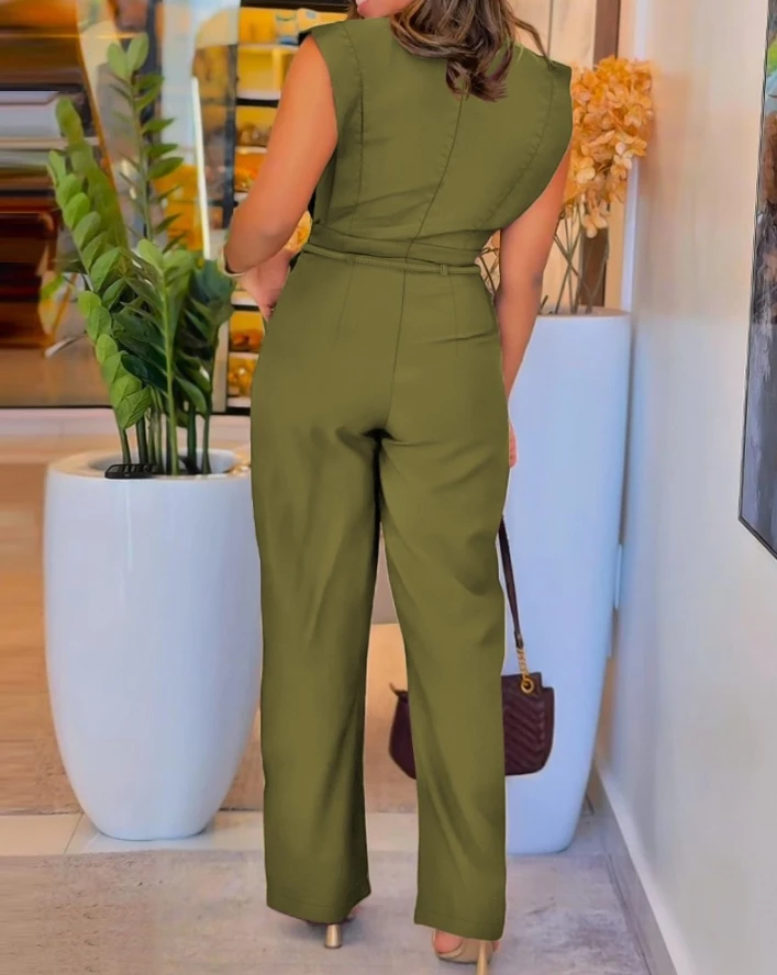 بذلة امرأة الوقوف طوق بلا أكمام الرباط بذلة المرأة الحضرية زر حتى أكمام سليم صالح الخصر Cinching بذلة