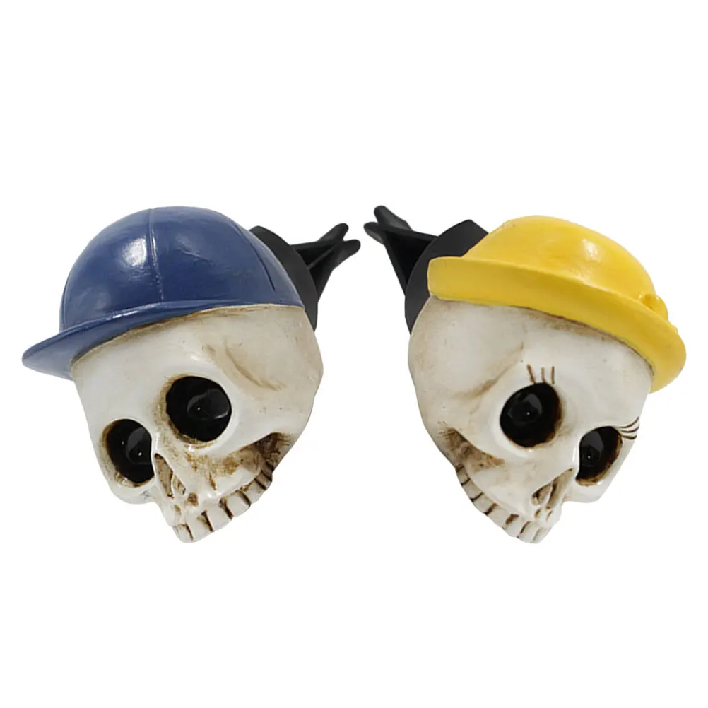 

2 Pcs Skull Aromatherapy Clips Car Vent Air Freshener Halloween Resin Diffuser Accessories Fragrance Decor