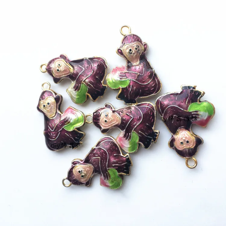 Colorful Cloisonne Animal Pendants DIY Enamel Cute Monkey Charms Pendant for Necklace Earrings Bracelet Jewelry Making Accessori