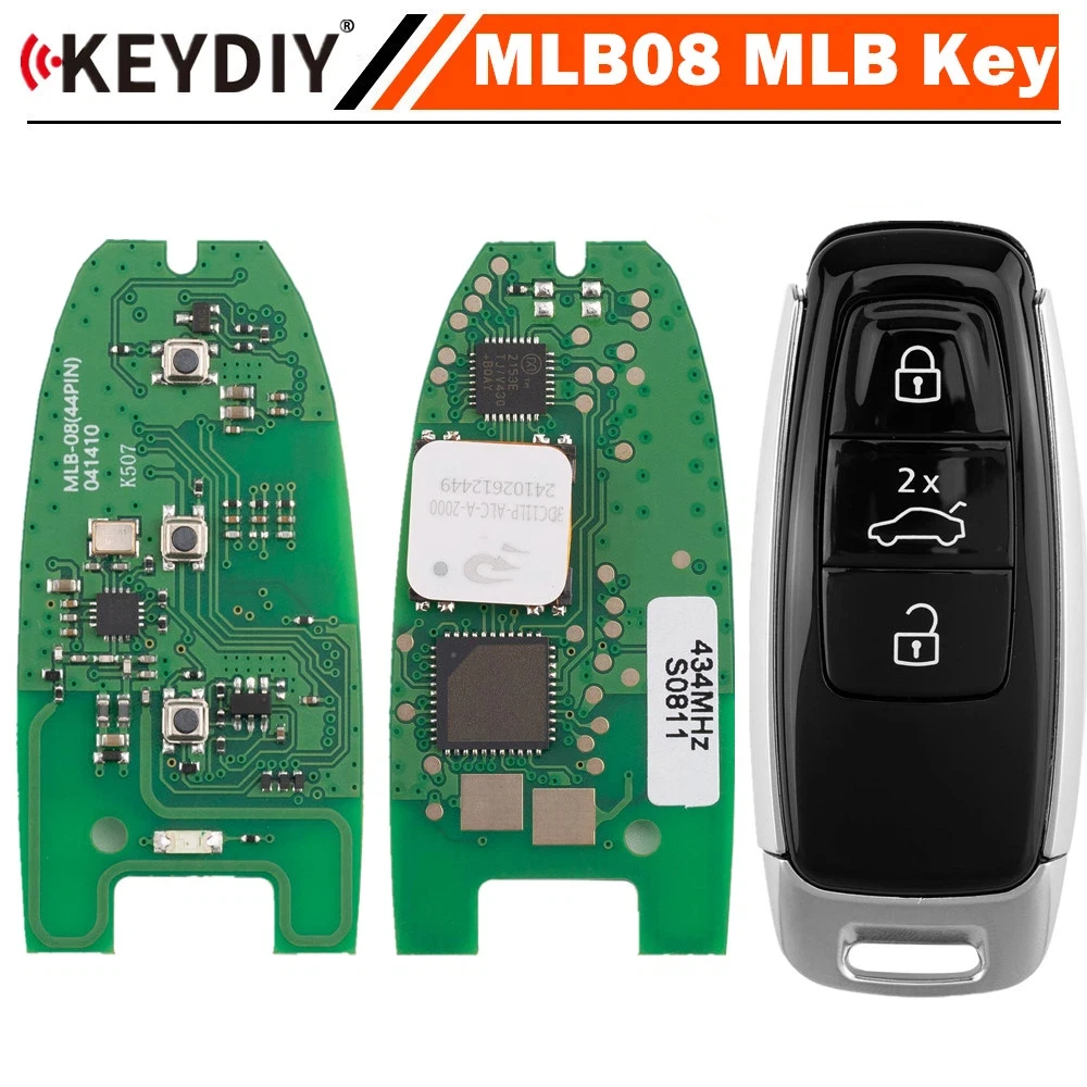 KEYDIY MLB08 434Mhz OEM Solution MLB Smart Key PCB For Audi Style 3 Buttons Universal Smart Remote PCB Board and Key Shell