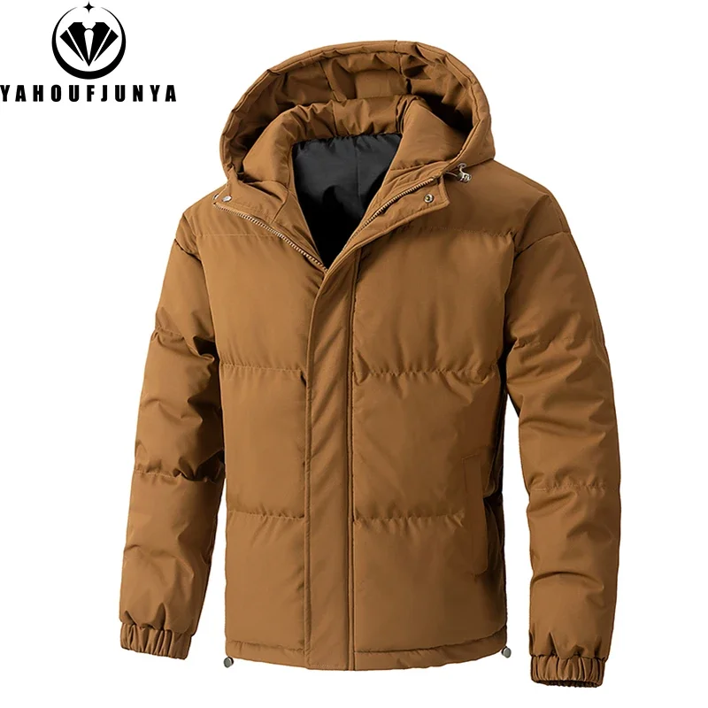 8XL New Autumn Men Warm Outdoor Windproof Hooded Parka Jacket Men Winter Solid Zipper Casual Fashion Large Size Jacket Male Coat