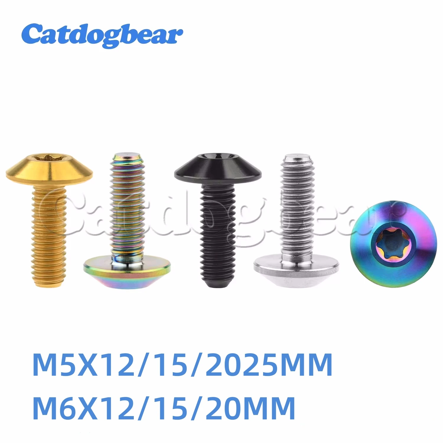 

Catdogbear 4PCS Titanium Ti M5/M6x12/15/20/25mm Torx Umbrella Head Bolts Screws for Bicycle Motorcycle Part