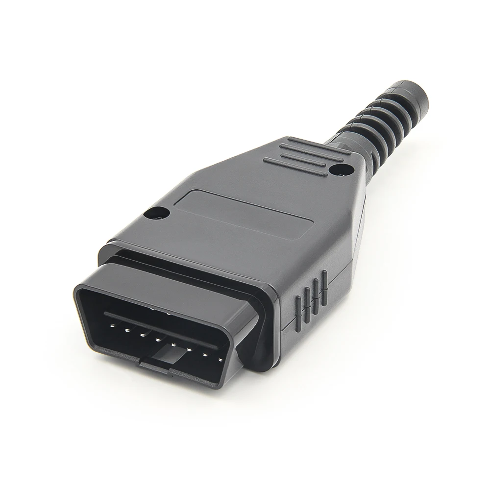High Quality OBD2 Right Angle Male Connector 16Pin 12V Diagnostic Plug OBD2 16Pin Connector OBD II Adaptor Plug Housing+SR+Screw