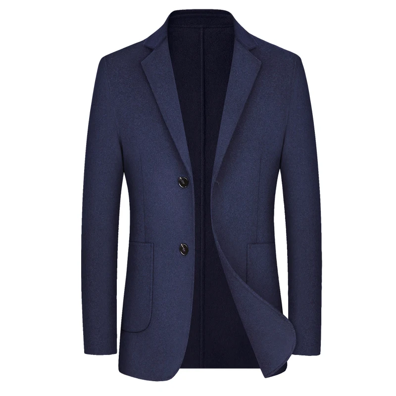 بدلة رجالية جديدة عالية الجودة عصرية وأنيقة ومتعددة الاستخدامات وغير رسمية بلون سادة من الصوف والصوف #5