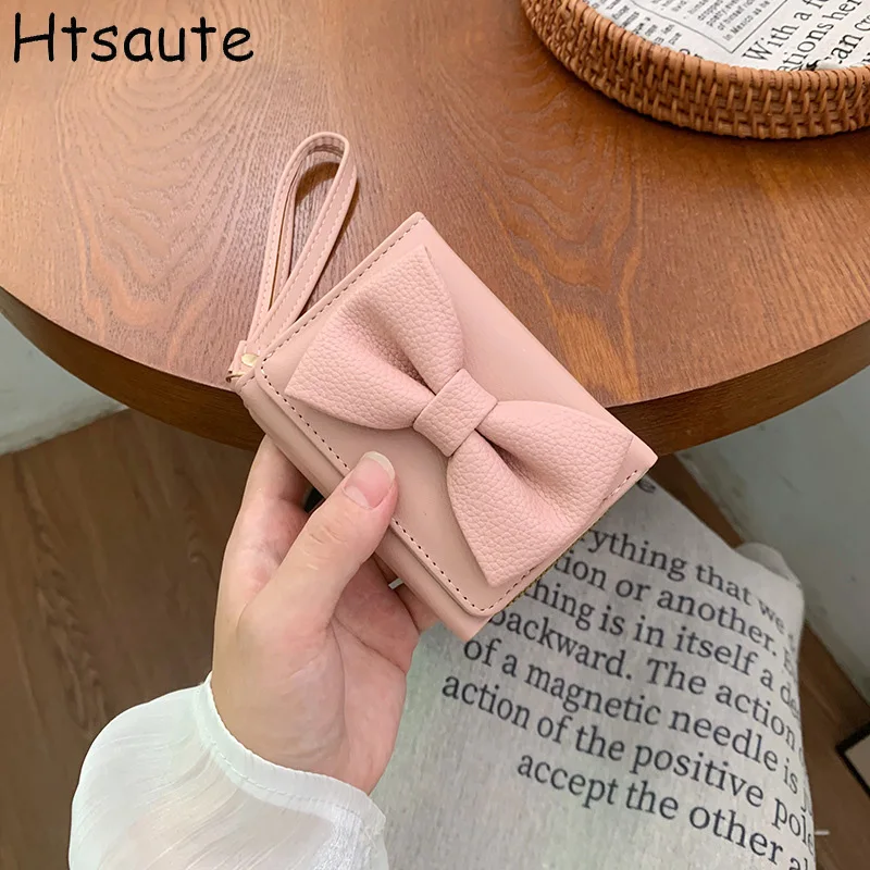 

Personalized Bow Short Women's Zipper Wallets Simple Clutch Bags Coin Purse Female Wallet Money Clip ID Holders billeteras