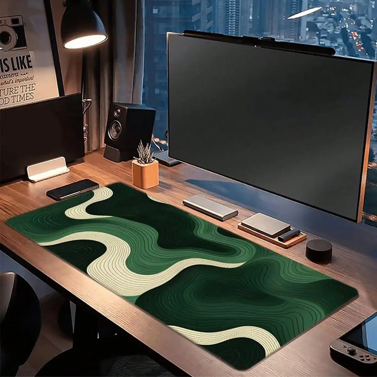 

Green Wave Design Large Mouse Pad, Non-Slip Rubber Desk Mat, Rectangular Keyboard Pad, Suitable For Office And Gaming, Durable Natural Rubber, Ideal Gift For Boyfriend/Girlfriend - 35.4x15.7 Inches