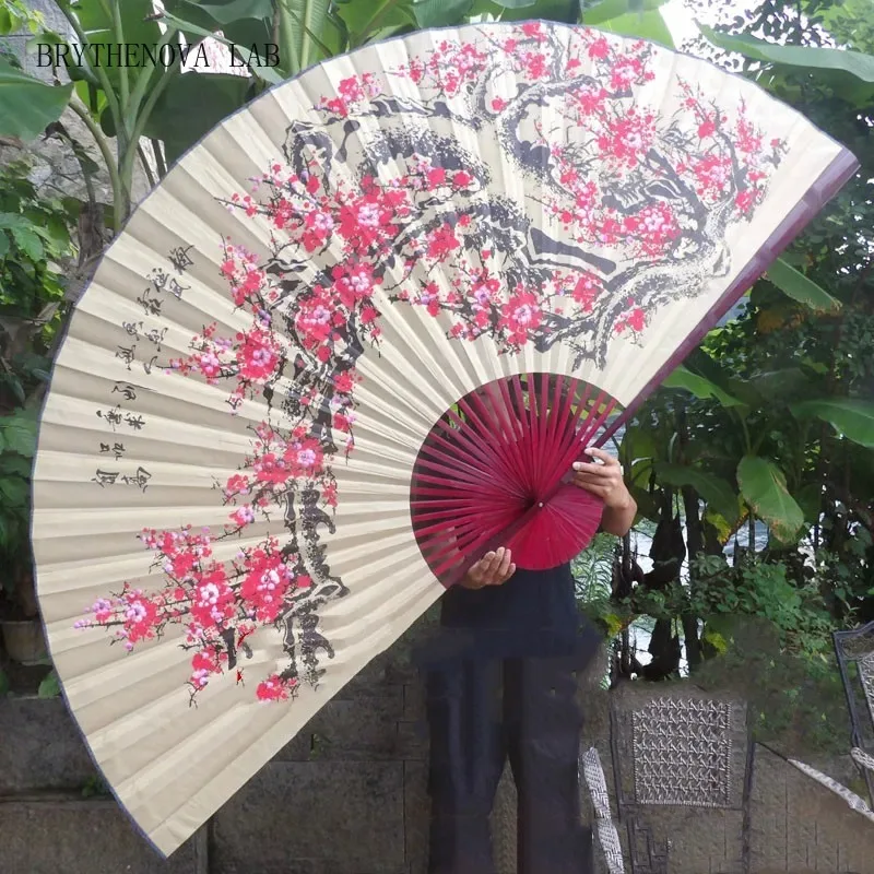 Wall Mount Silk Imitation Decorative Fan Classical Decoration Fan Living Room Decorative Retro Furnishings Oversized Paper Fans