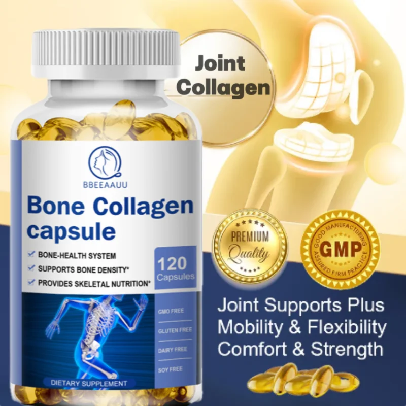 BBEEAAUU Bone Collagen Capsule Support Bone and Joint Health Osteoporosis Promote Flexible Action Strengthen Nails and Skin